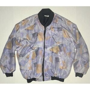 VTG Robert Stock Womens Multi Color‎ 100% Silk Full Zip Jacket Size M